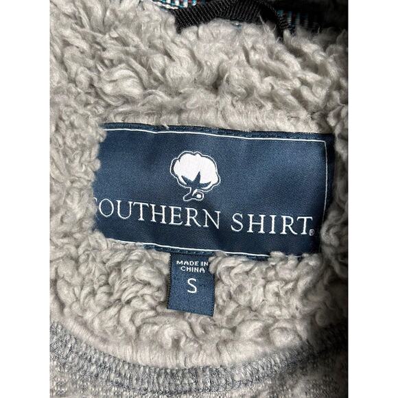 Southern Shirt Jacket Mens Small Gray Sherpa Fleece Full Zip Pockets Warm - Picture 3 of 7